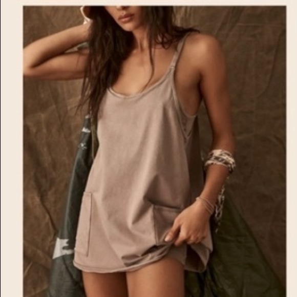*Flaws* NEW Free People Movement Hot Shot Mini Dress in Khaki - Picture 3 of 8